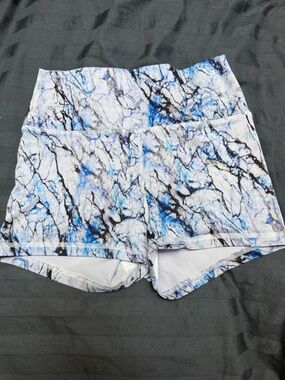 Fleo Cool Crystal HRO Blue Marble Print Athletic Shorts